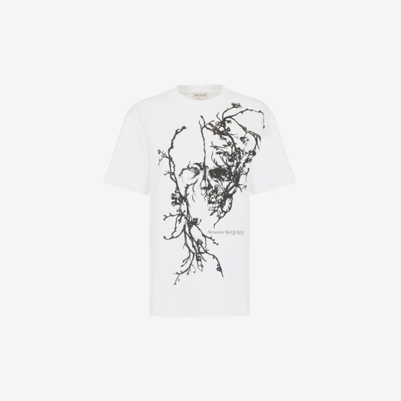 Alexander McQueen Women's White Blossom Skull Oversized T-shirt - 0 (Cotton)